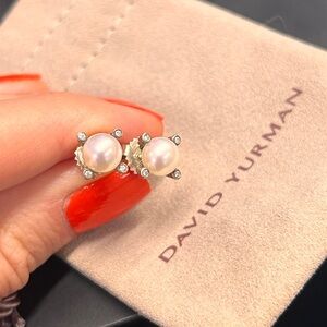 David Yurman silver earrings w/ diamonds